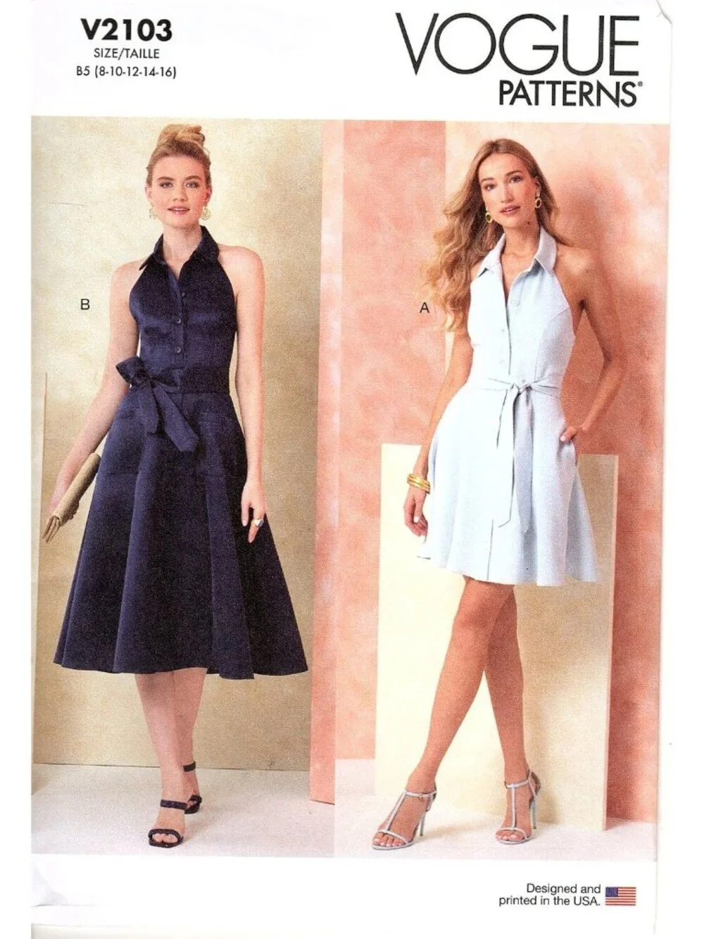 Vogue V2103 Misses 8 to 16 Halter Wrap Dress Uncut Sewing Pattern